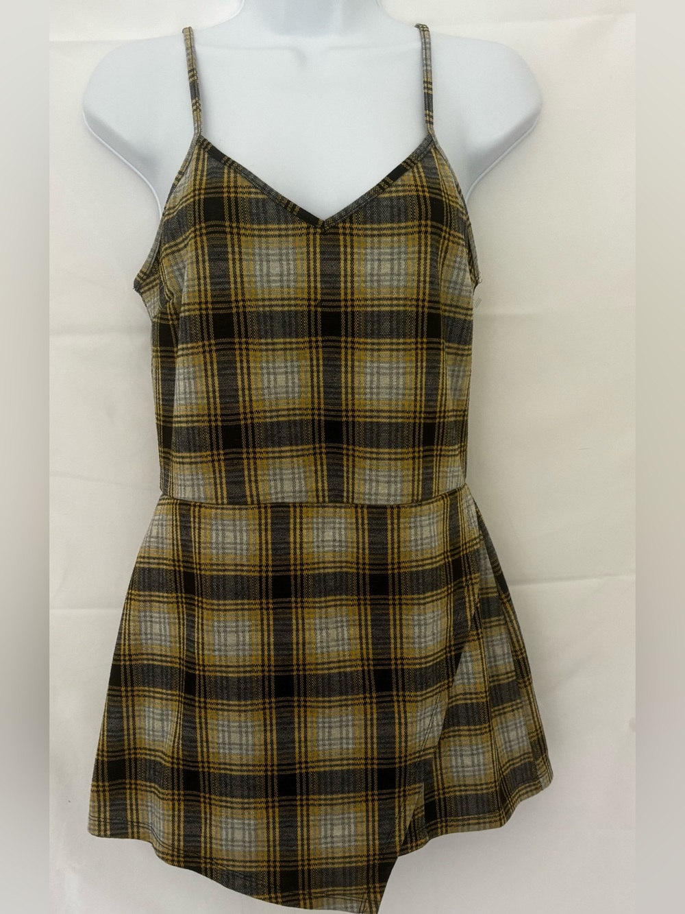 Popular Basics Y2K Yellow Plaid Skort Dress M